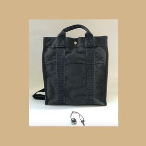 AUTH HERMES Gray HER LINE Backpack & Lock & Key